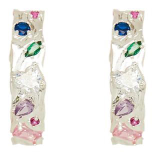 Oups!镶钻圆形耳环沈梦辰同款原创设计师甜美气质银色圈圈耳饰潮