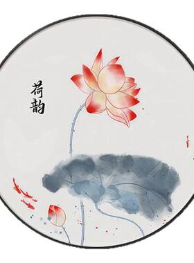 水墨荷花新中式禅意圆形装