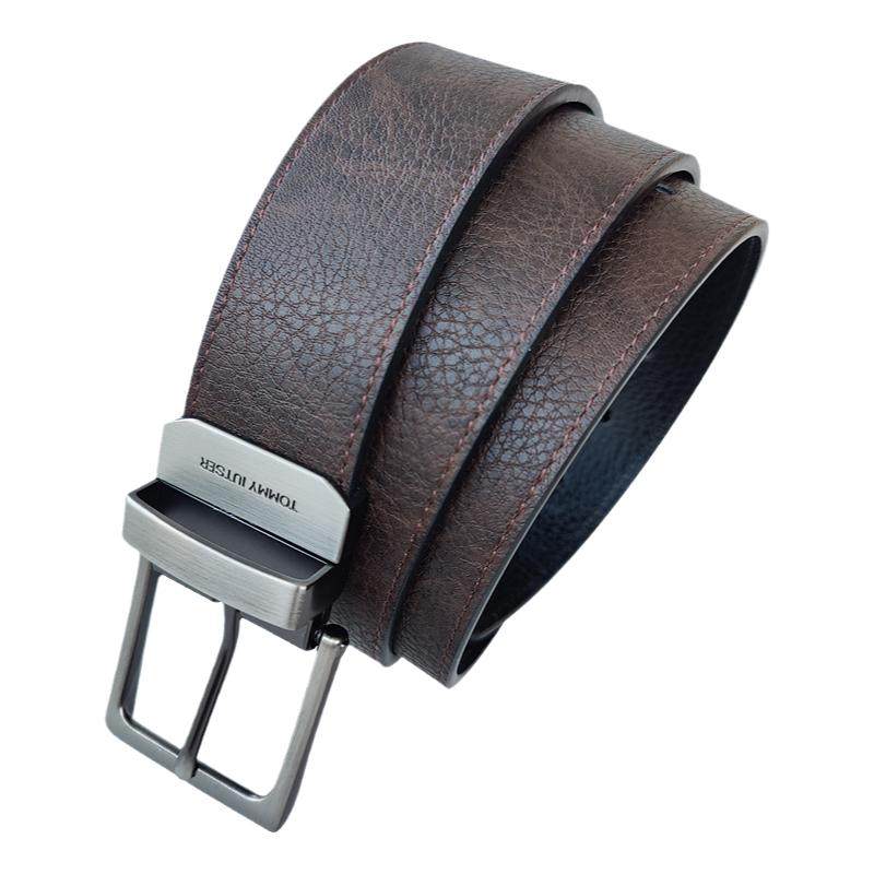 TOMMY IUTSER皮带男潮流真牛皮牛仔裤针扣休闲商务潮腰带高档裤带