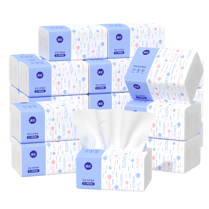 漫花30包抽纸家用实惠装面巾纸餐巾纸卫生纸巾整箱纸面巾宿舍厕纸