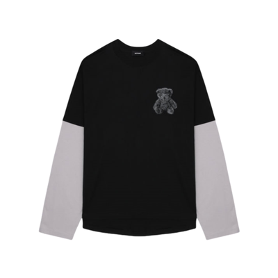 WE11DONE小熊假两件休闲长袖T恤