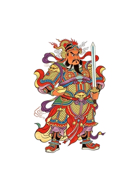 金甲祥云门神门贴背胶自粘防盗门中国风新居乔迁守护吉祥装饰贴画