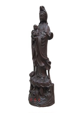 观世音菩萨风水摆件佛像黑檀木