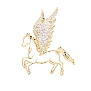 新款轻奢飞马胸针女高档复古镶钻骏马胸花西装别针衣服时尚配饰