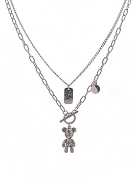 叠戴兔子项链女ins嘻哈冷淡风吊坠男配饰酷帅朋克暗黑系多层长链