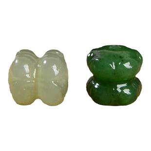 和田玉并蒂莲碧玉白玉手串配珠顶珠莲花散珠diy大孔吊坠文玩配饰