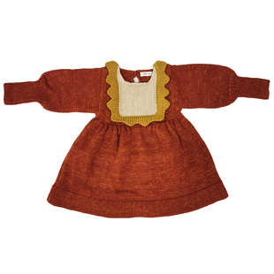 女童连衣裙秋冬公主裙宝宝毛衣裙焦糖色冬季儿童羊毛针织裙子冬裙