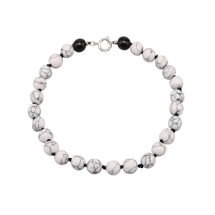 Moment 法式浪漫~天然白松石串珠项链颈链配饰毛衣链饰品夸张小众