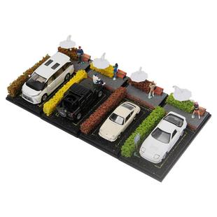 1:64车模微缩场景合金收藏车模展示盒仿真庭院车库黑盒车景摆件