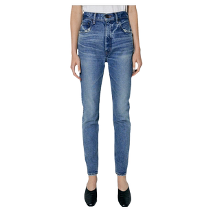 MOUSSY 复古休闲风水洗磨损设计铅笔牛仔裤女010GAA12-2700