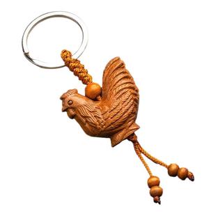 十二生肖汽车钥匙扣挂件桃木保平安创意属相本命年卡通小饰品礼物