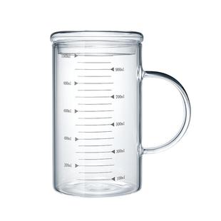 1000毫升玻璃杯家用耐高温高硼硅刻度水杯量杯办公室喝茶把手杯子