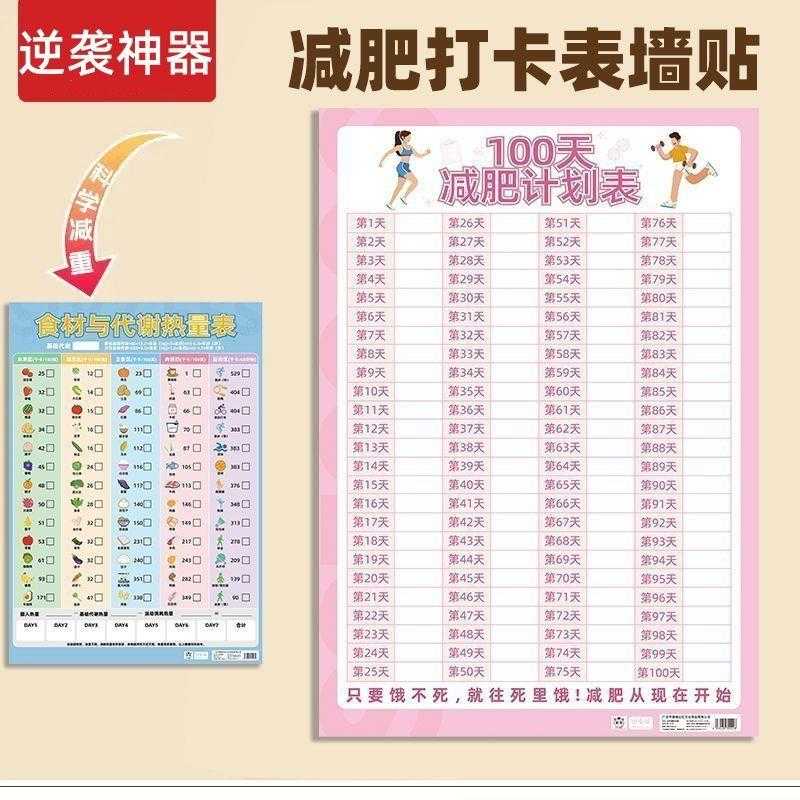 减肥打卡表减肥自律神器拖延症监督体重计划板减肥体重日历记录本