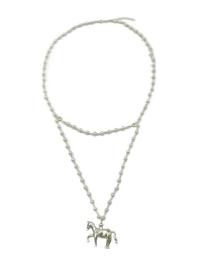 赵昭仪同款银色小马吊坠项链女款