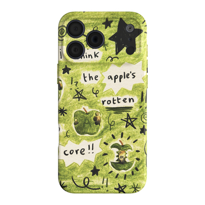 绿色涂鸦苹果 适用苹果16ProMax软壳iPhone17华为mate60p精孔磨砂小米14p小众不撞壳15全包P60可爱磨砂防摔14