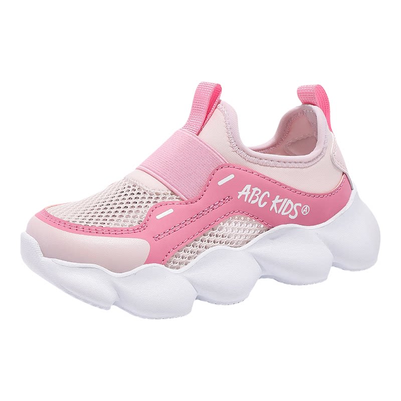 Abckids童鞋女童单网运动鞋2026夏季新款透气一脚蹬儿童轻便鞋子