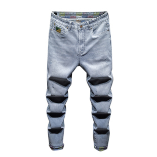 高弹力春秋加肥加大码牛仔裤男胖子加绒百搭休闲宽松哈伦小脚长裤