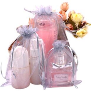 包邮灰色网纱袋化妆品小样试用装包装袋分享袋赠品礼品袋抽绳束口