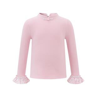 Little Naive女童新中式打底衫秋冬款柔软亲肤t恤儿童旗袍领上衣