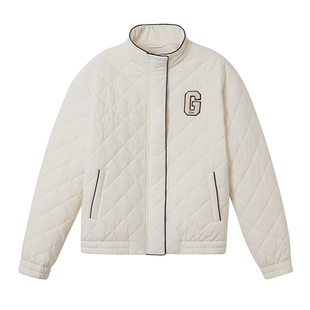 GANT/甘特秋冬季新款女士短款立领菱格绗线棉服学院风休闲棉服