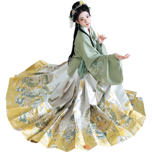 【如梦霓裳丨青龙】原创明制汉服女袄裙织金马面裙绣花披风情侣款
