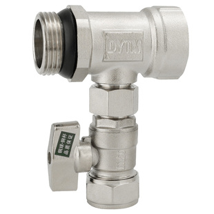 地暖分水器球阀1寸转1620内外丝加厚活接三通阀铝塑管角式铜阀门