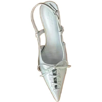 尖头气质细跟蝴蝶结系带高跟鞋