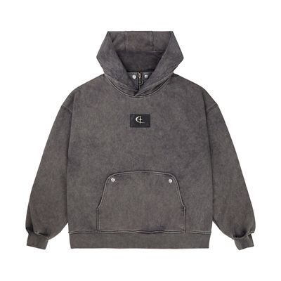 秋季新款皮标做旧洗褪卫衣