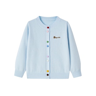 Disney迪士尼2026新款冰雪奇缘女童蓝色开胸衫毛衣甜美风针织外套