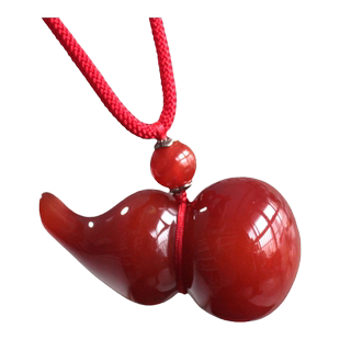 水玉冰魄天然红玛瑙葫芦手把件原石把玩红挂饰汽车内饰抬头见喜