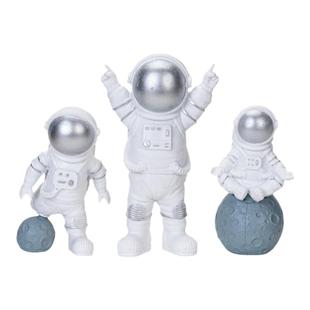 太空宇航员蛋糕装饰摆件儿童银河系发光月球灯黑白星球火箭插件