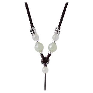 高端和田玉吊坠挂绳手工编织项链绳子银珠绳子男女调节款项链绳子