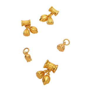 古法沙金和田玉手串配件diy配珠红绳手链莲蓬花苞材料不掉色饰品