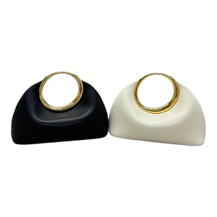 Jacquemus女包软皮手拎圆环手提包单肩斜挎气质百搭晚宴会包女包