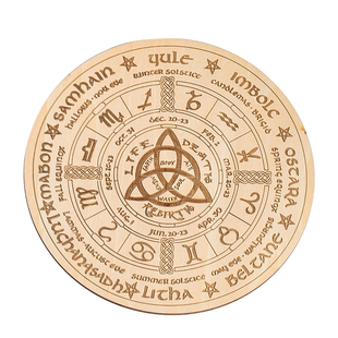 木质表盘灵摆板水晶灵盘调频神秘符号凯尔特结圆盘创意文化杯垫