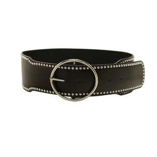重工铆钉宽版腰带女小众个性设计感配连衣裙裤带腰封收腰皮带配饰