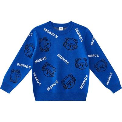 moomoo童装男童提花套头毛衣包芯棉原创IP熊头满印个性潮奢上衣男