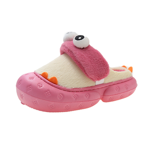 防滑大眼睛拖鞋2025秋冬新款可爱包头毛毛拖鞋女秋季外穿家居拖鞋