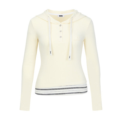 QUARTERINNIGHT条纹连帽T恤