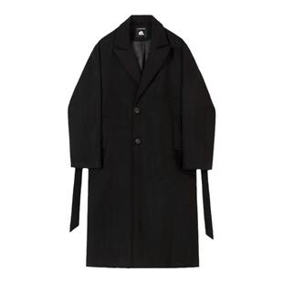 【阿XIAN】冬季韩版过膝风衣宽松复古加厚呢子外套毛呢大衣