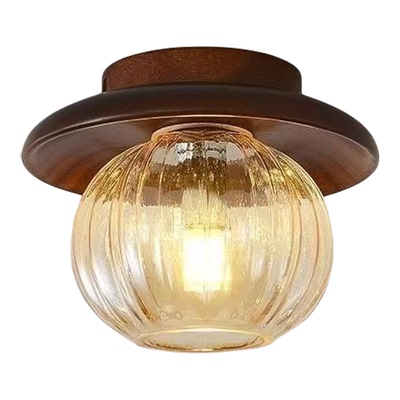 中古风玻璃护眼圆形吸顶灯