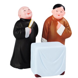 天津泥人张彩塑 郭德纲说相声手机座双簧民俗摆件 中国风特色礼物