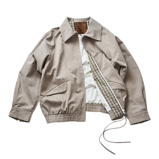 GongheRepub 「白胡椒」磨毛短宽夹克 格纹拼接大翻领宽松外套