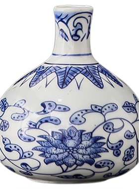 复古青花瓷插花小花瓶摆件装饰品