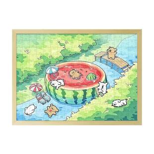 线条小狗木质拼图1000片高难度成人益智解压手工平图生日玩具礼物