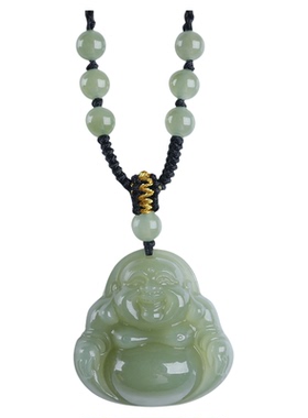 正品明星同款天然和田玉弥勒佛吊坠转运护身符佛公挂件玉佩送女友