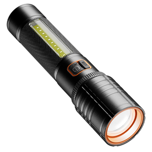 手电筒强光超亮户外变焦长续航家用带侧灯可充电小型便携多功能灯