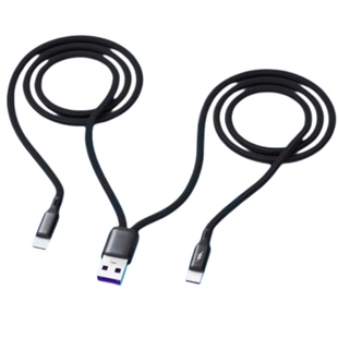 一拖二三数据线快充二合一适用双苹果华为小米双typec充电线2合1安卓5a超级66w两头鱼丝线加长荣耀接口一分二