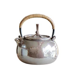 纯银时代 真锅静良烧水银壶足银999手工紫皮一张打日式金工760ml