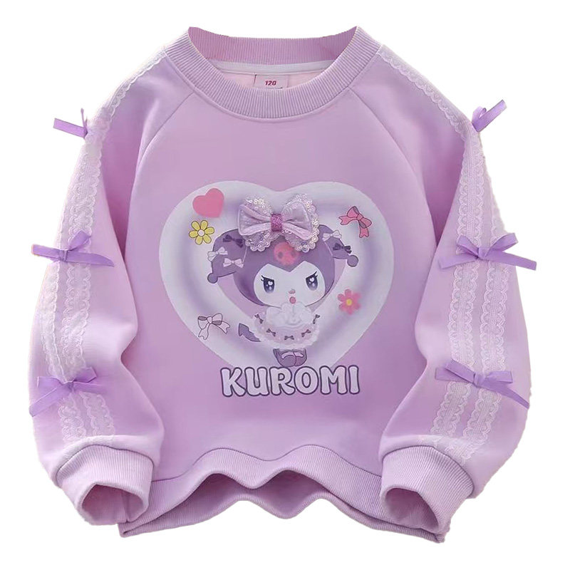 女童纯棉卫衣25春秋冬儿童装库洛米蝴蝶结小女孩宝宝加绒保暖上衣